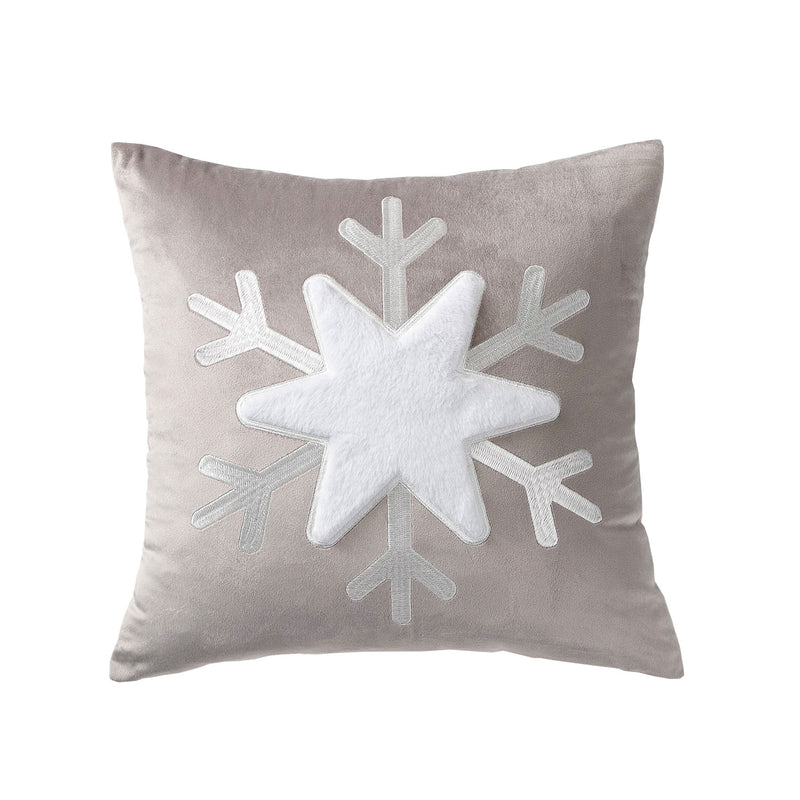 Christmas Decoration Velvet Pillowcase Embroidered Patch Snowflake Cushion