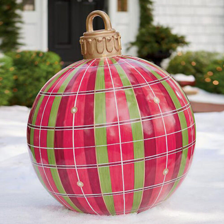 Bola de adorno de Navidad para exteriores, bola decorada inflable de Pvc de 60CM, bolas grandes gigantes de PVC, decoraciones para árboles de Navidad, pelota de juguete