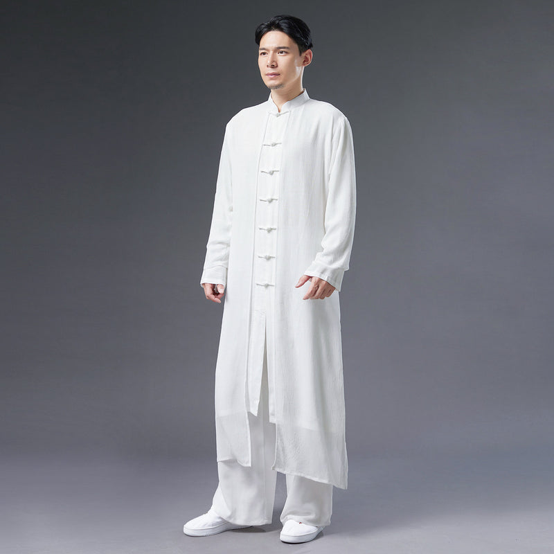 Ropa de hombre de la antigüedad verano Hanfu traje de gasa de hada blanca rendimiento bata china masculina