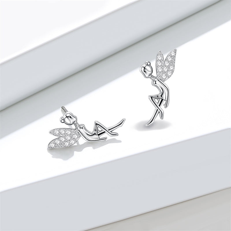 New Wings Girl Flower Fairy Stud Earrings