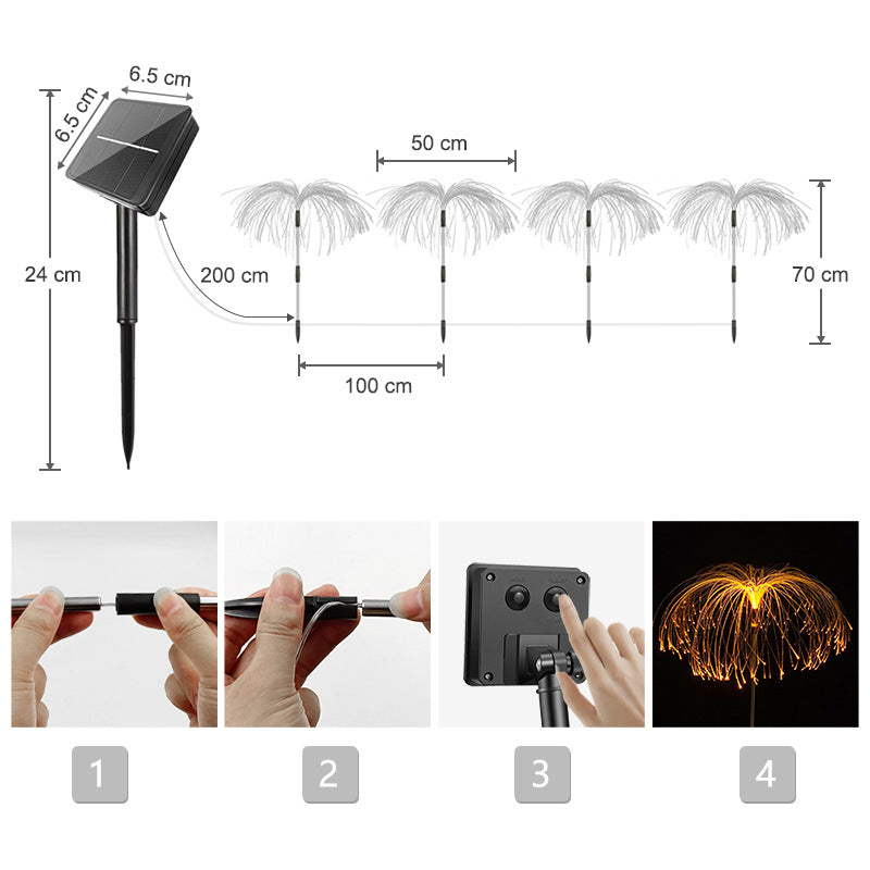 Luz de tierra de medusas LED de fibra solar