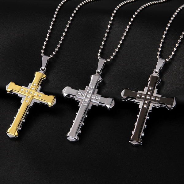 Men's Crystal Cross Pendant