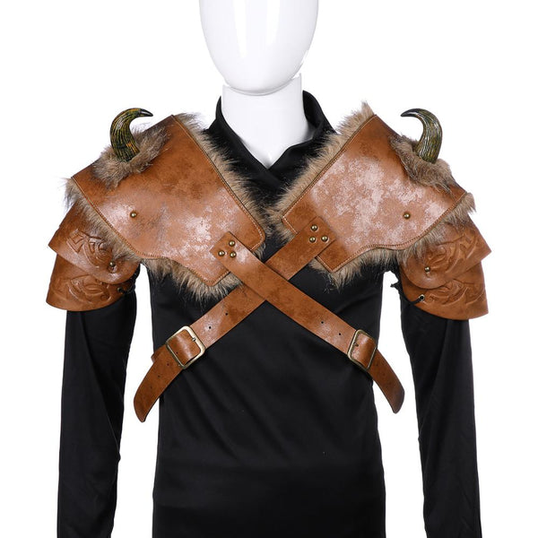 Disfraz de Halloween para hombre, armadura vikinga medieval, hombro