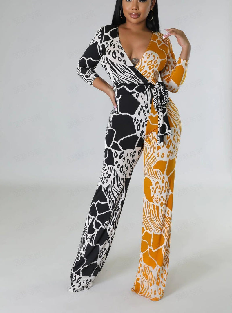 Casual Jumpsuit Printed Color Blocking Women