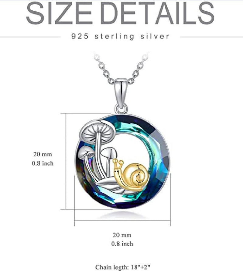 New Round Crystal Mushroom Snail Pendant Necklace