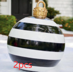 Bola de adorno de Navidad para exteriores, bola decorada inflable de Pvc de 60CM, bolas grandes gigantes de PVC, decoraciones para árboles de Navidad, pelota de juguete