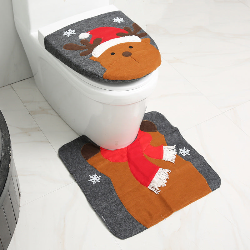 Cortina de baño Feliz Navidad, asiento de inodoro de Papá Noel, decoraciones navideñas