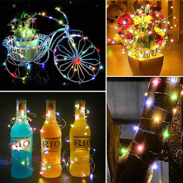 Guirnalda de luces Led de 1-10M, alambre de cobre ligero, iluminación navideña, guirnalda de luces de hadas, funcionamiento con batería para árbol de Navidad, decoración del banquete de boda