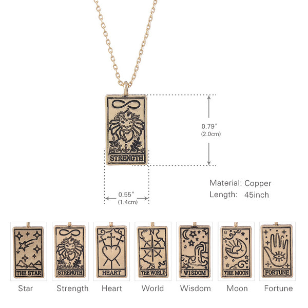 Tarot Pendant Necklace Vintage Tarot Collarbone Chain Gold Silver