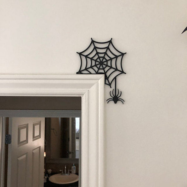 Decoración Del Logotipo De La Telaraña De La Bruja De La Esquina De La Puerta De Halloween