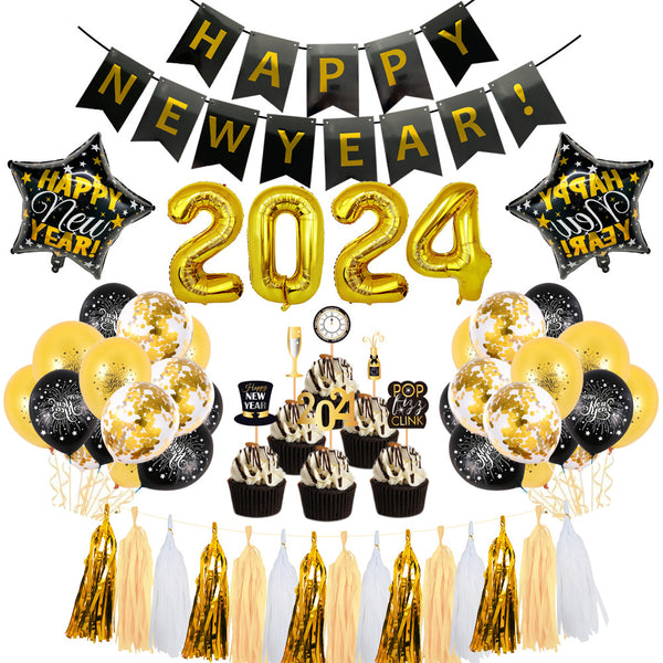2024 New Year Suit Party Decoration Layout