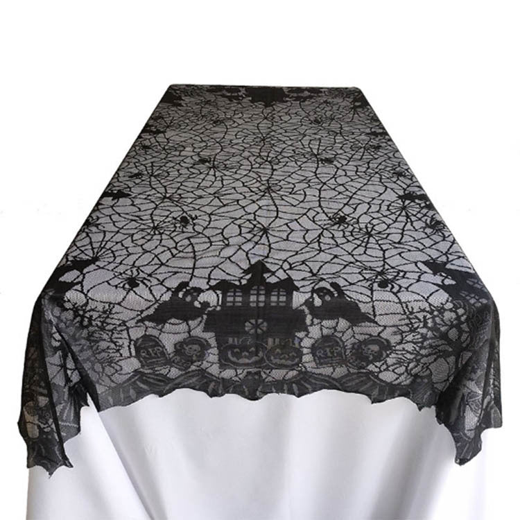 Ghost festival lace tablecloth black spider web tablecloth