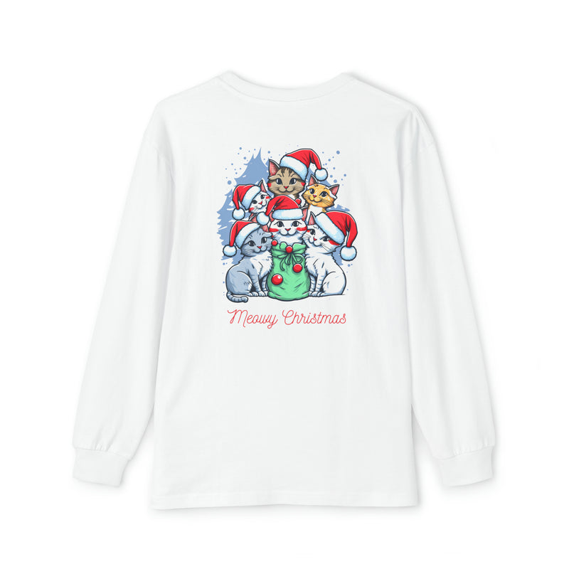 Youth Long Sleeve Holiday Outfit Set - Merry Christmas Kittens