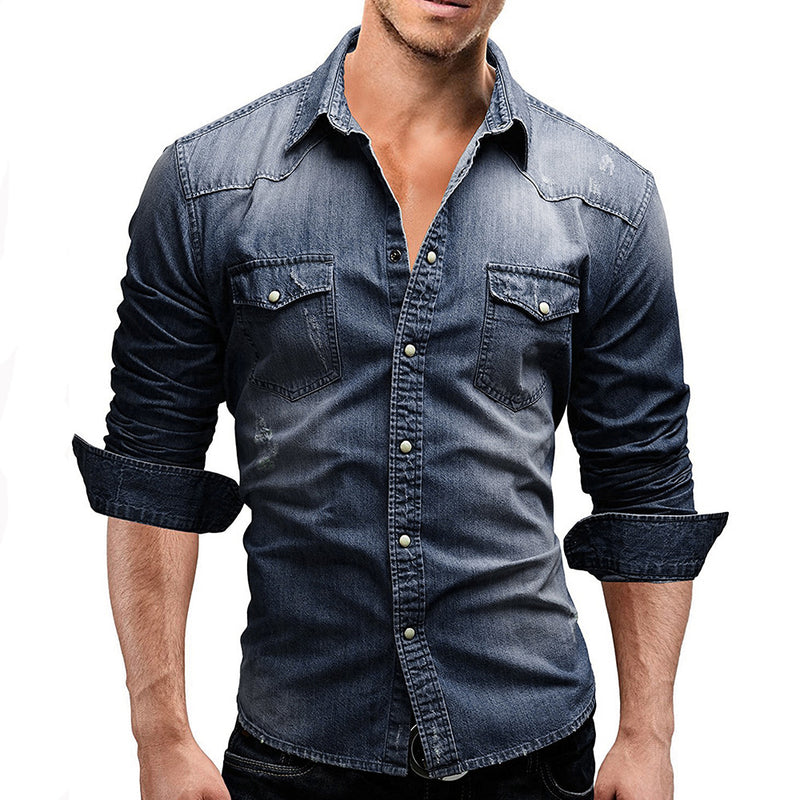 Camisa de hombre marca masculina camisas de manga larga Casual sólido Slim Fit 