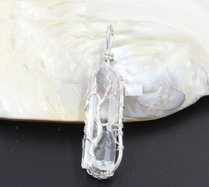 White Crystal Life Tree Necklace