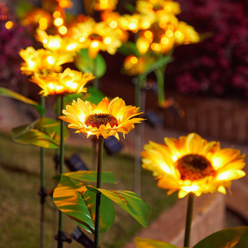 Lámpara solar de césped de girasol para decoración de jardín al aire libre