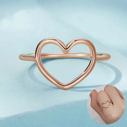 Hollow Plain Heart Rings Female S925 Sterling Silver