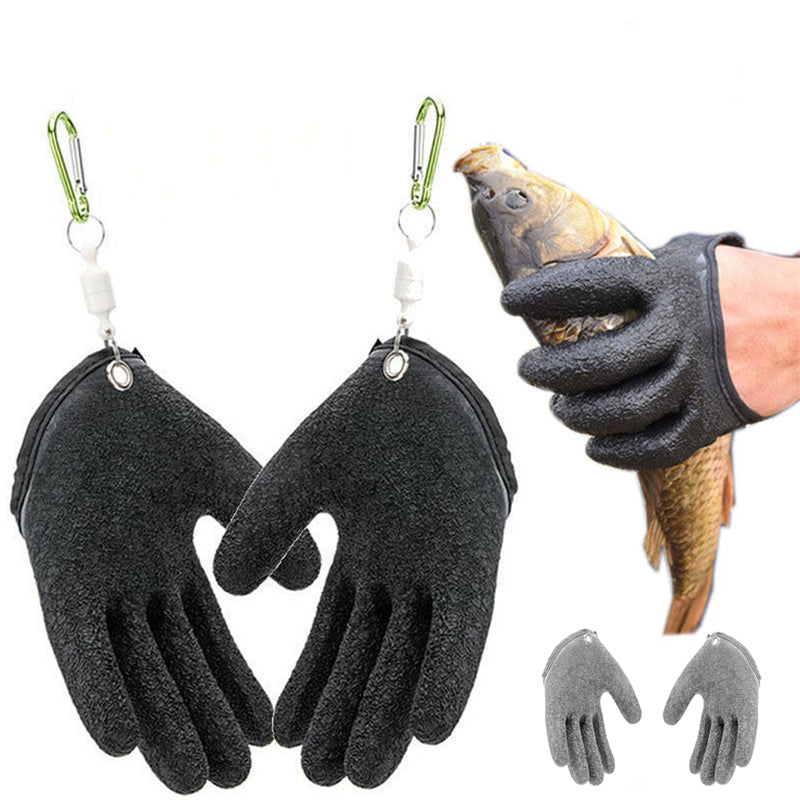 Guantes de pesca antideslizantes, protegen la mano de pinchazos, rasguños, pescador, pesca profesional, guantes de caza de látex, izquierda y derecha