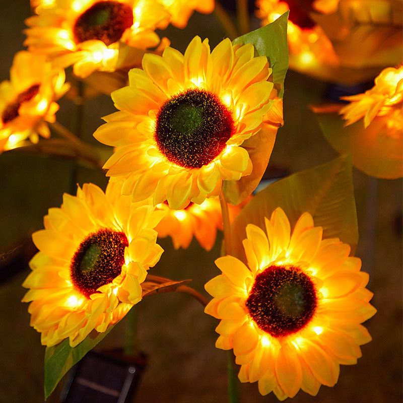 Lámpara solar de césped de girasol para decoración de jardín al aire libre