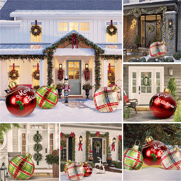 Bola de adorno de Navidad para exteriores, bola decorada inflable de Pvc de 60CM, bolas grandes gigantes de PVC, decoraciones para árboles de Navidad, pelota de juguete