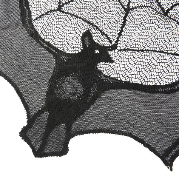 Halloween black spider web bat lace curtain