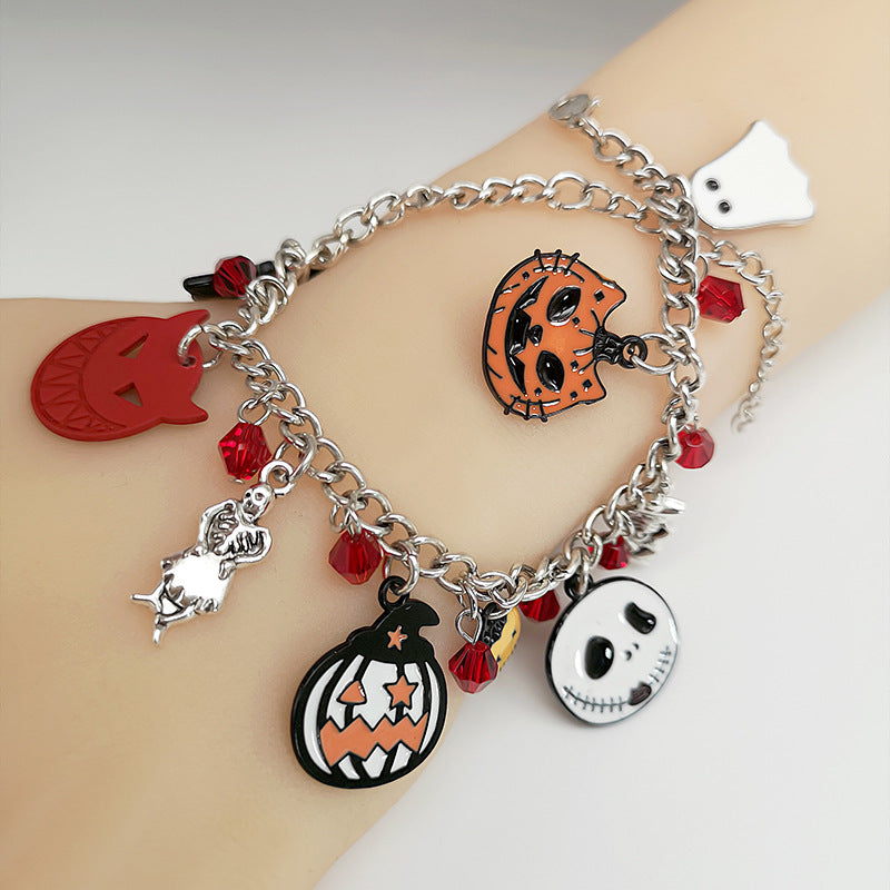 Pulsera de Halloween con joyería divertida de fantasma de calavera de calabaza