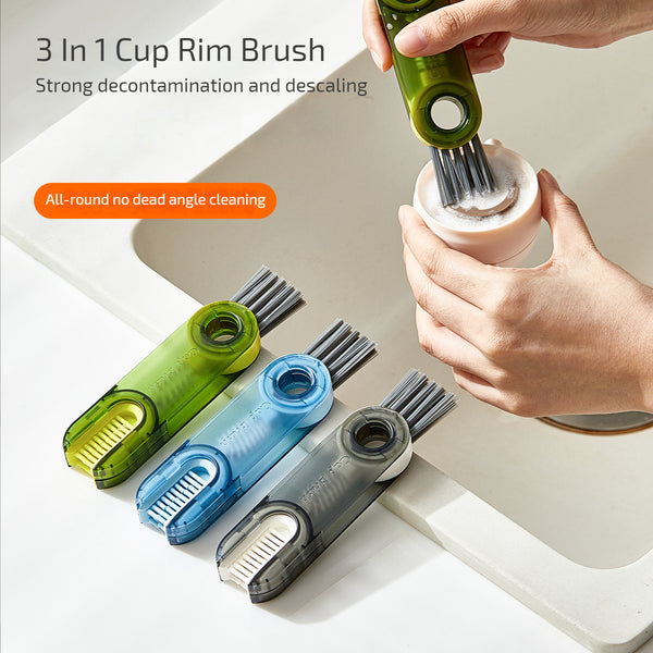 3 In 1 Tiny Bottle Cup Cover Brush Straw Cleaner Tools Multi-Functional Crevice Cleaning Brush Kitchen Tools Gadgets