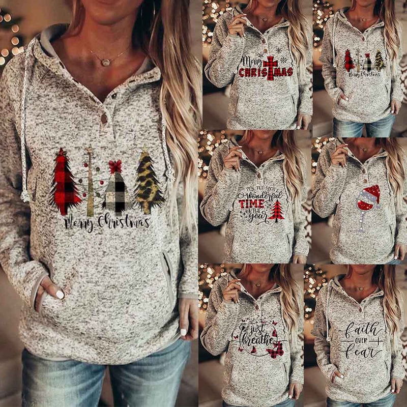 Nuevo Jersey estampado navideño para mujer