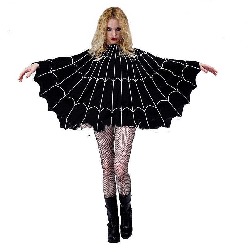 Disfraz de telaraña de Halloween para mujer, vestido elegante, capa de bola