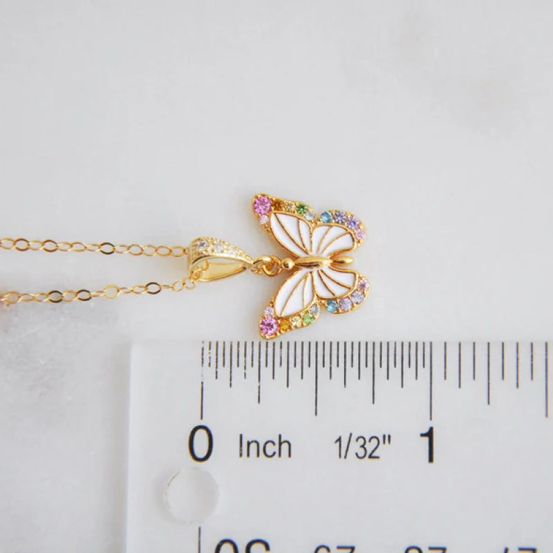 Butterfly Oil Dripping Zirconium Necklace Summer