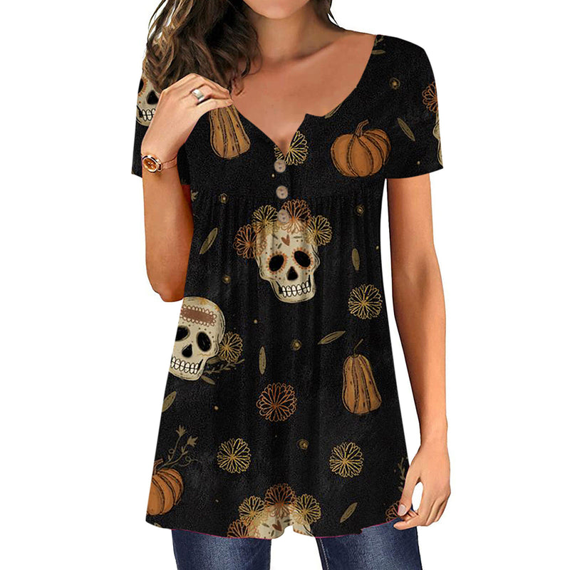 Halloween Spider Web Women's Loose Print Slim Top