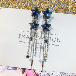 S925 Silver Needle Fashion Long Fringed Rhinestone Earrings