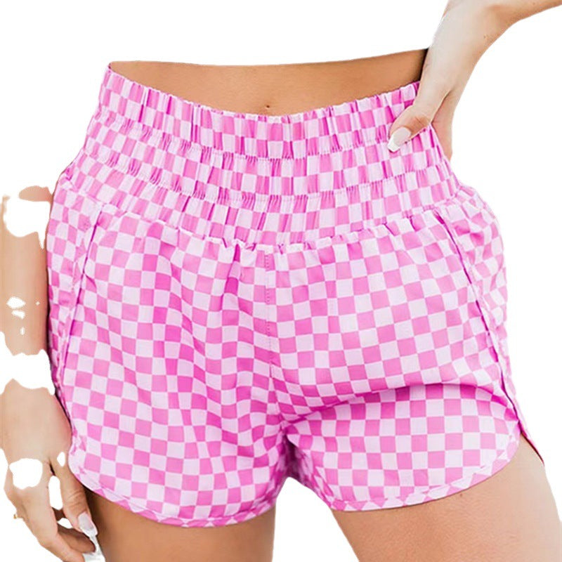 Pantalones cortos casuales con estampado de leopardo rosa para mujer