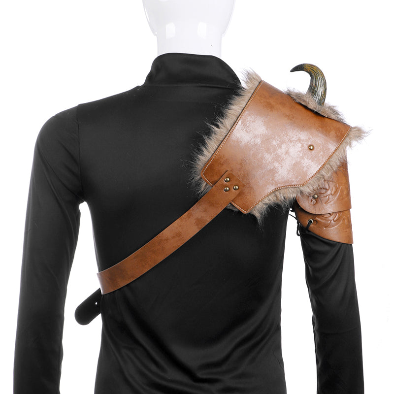 Disfraz de Halloween para hombre, armadura vikinga medieval, hombro