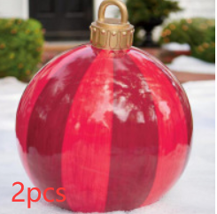 Bola de adorno de Navidad para exteriores, bola decorada inflable de Pvc de 60CM, bolas grandes gigantes de PVC, decoraciones para árboles de Navidad, pelota de juguete