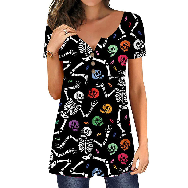 Halloween Spider Web Women's Loose Print Slim Top