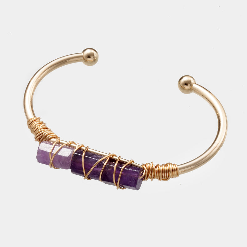 Pulsera de cristal chapada en oro con cristal sinuoso