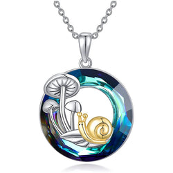 New Round Crystal Mushroom Snail Pendant Necklace