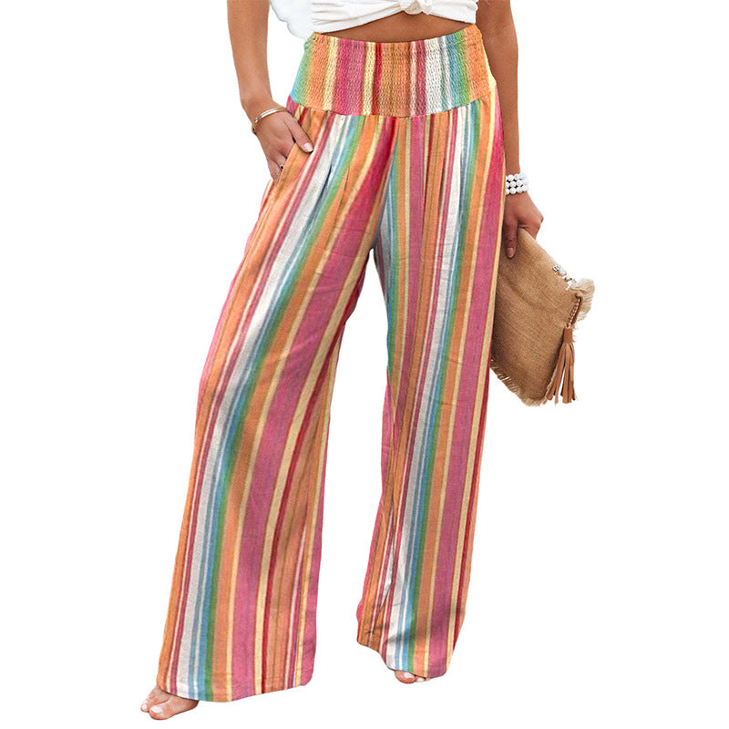 New Thin Contrast Color Wide-leg Pants