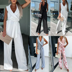 Lapel Tied Fashion Straight High-waisted Trousers