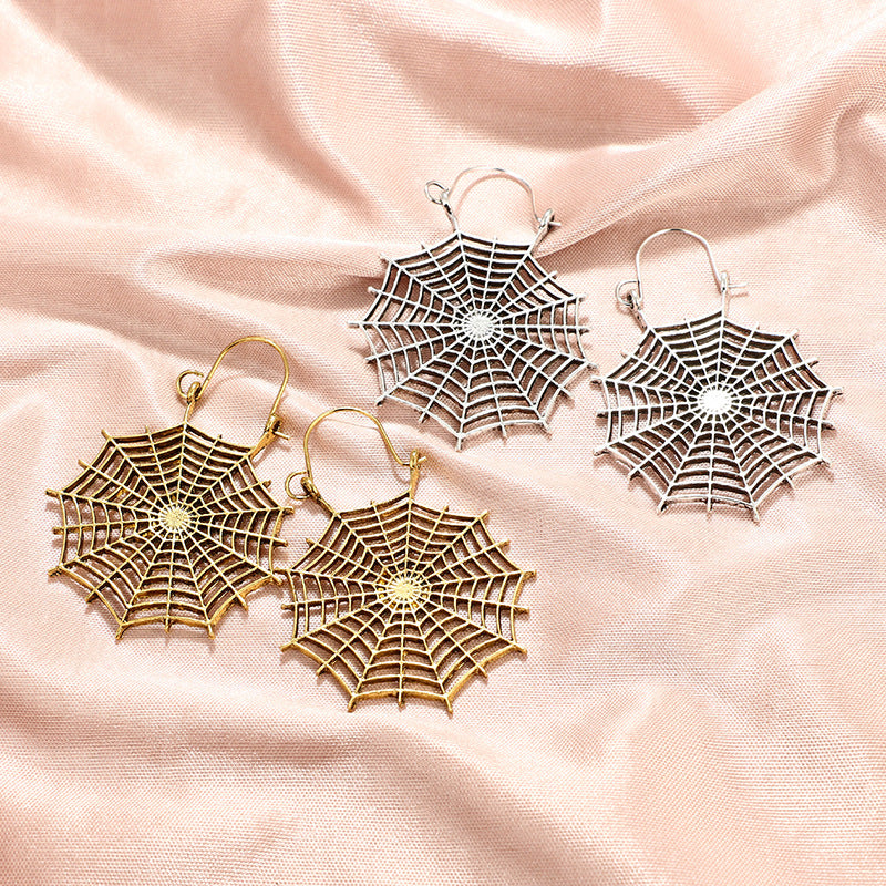 Hollow spider web earrings