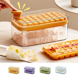 Caja de moldes para hielo tipo prensa de un botón, fabricante de cubitos de hielo de plástico, bandeja con molde con caja de almacenamiento con tapa, barra, accesorios de cocina