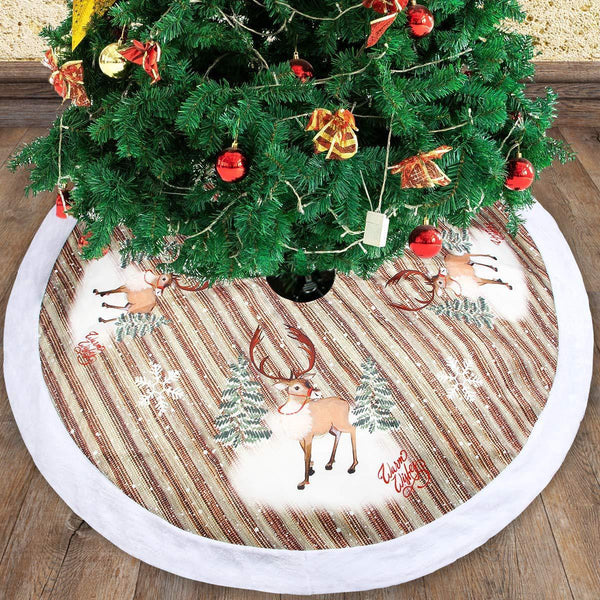 Árbol de Navidad decoración inferior árbol falda 98cm franela viejo árbol