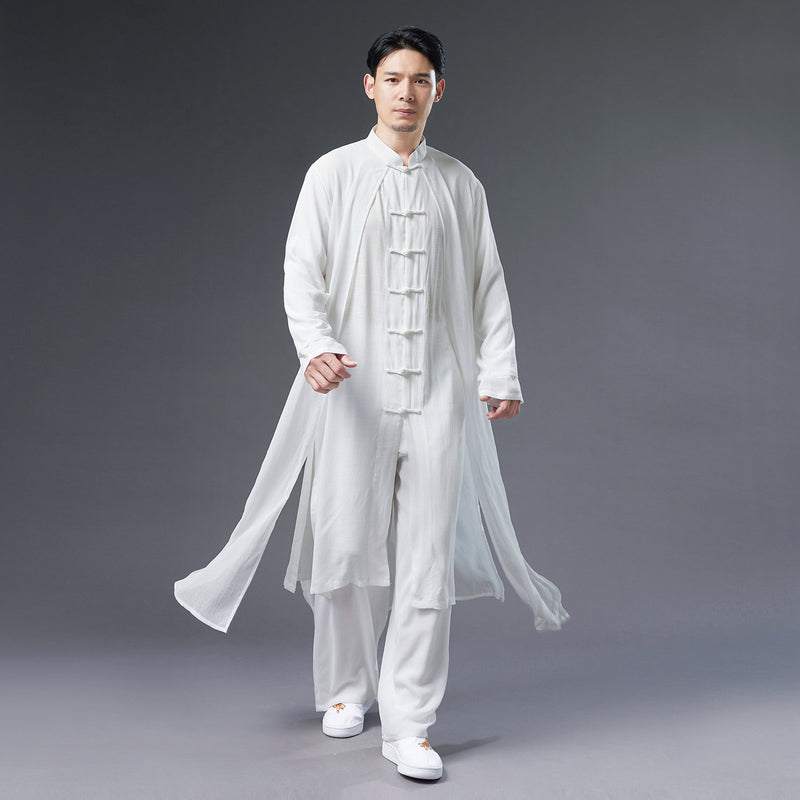 Ropa de hombre de la antigüedad verano Hanfu traje de gasa de hada blanca rendimiento bata china masculina