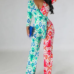 Casual Jumpsuit Printed Color Blocking Women