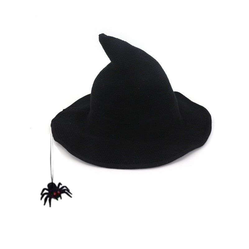 Disfraz de Halloween Bruja Araña Colgante Sombrero de Bruja Capa Negra Nariz Ojos Traje