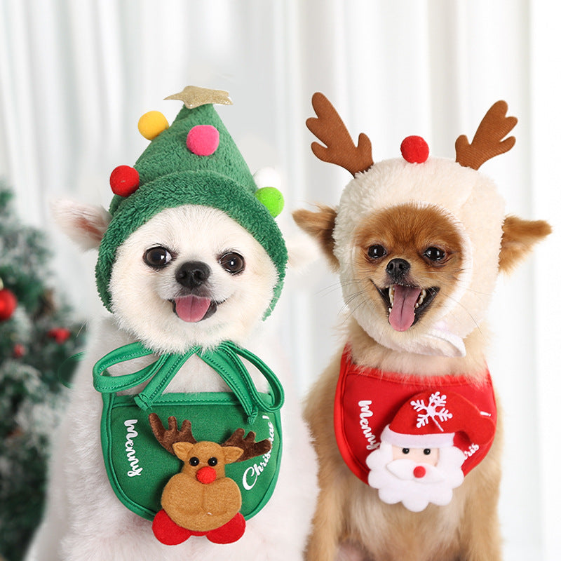 Perro Gato Mascota Navidad Sombrero Saliva Toalla Babero