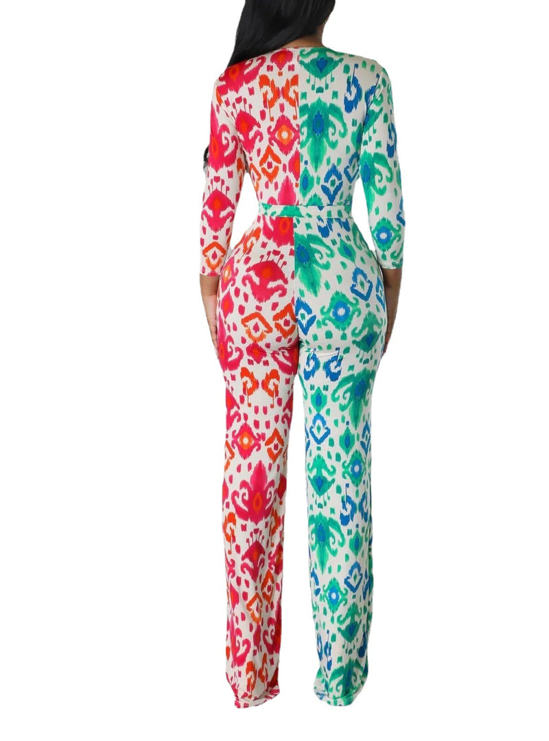 Casual Jumpsuit Printed Color Blocking Women