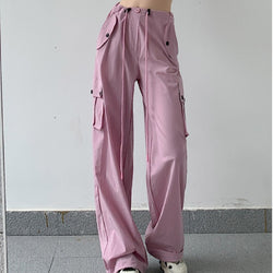 Women's Wide-leg Quick-drying Loose Straight Pocket Ankle-banded Casual Pants