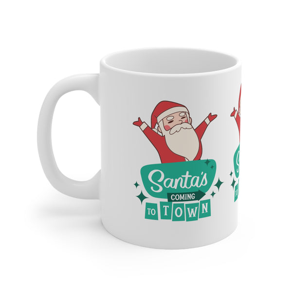 Taza de cerámica 11oz - ¡Papá Noel viene a la ciudad!